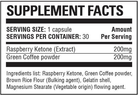 Raspberry Ketone Max Supplement Facts