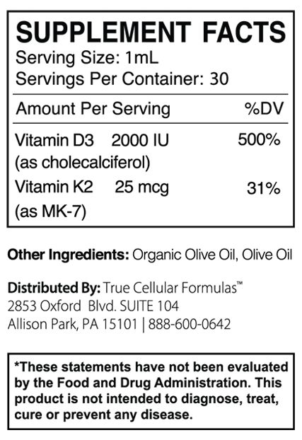 CytoD+K2 Ingredients