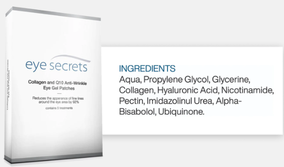 Eye Secrets Collagen and Q10 Gel Patches Ingredients