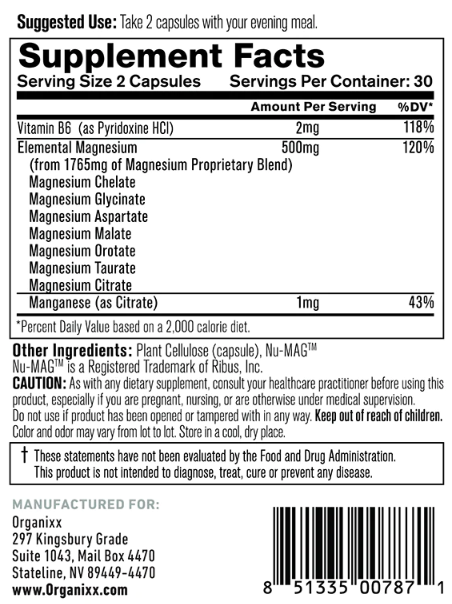 Organixx Magnesium 7 Ingredients