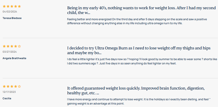 Ultra Omega Burn Customer Reviews