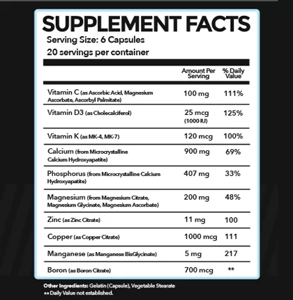 PrimeGenix Bone Complex Ingredients